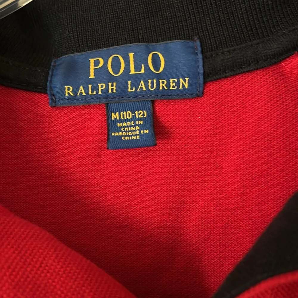 Polo Ralph Lauren red & blue polo shirt  Boys size 10-12  Number 2 in the back